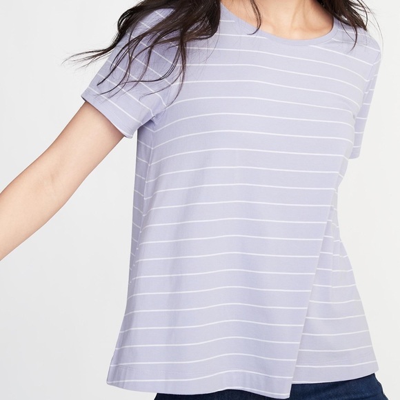 Old Navy Tops - Old navy lavender and white striped shirt (XL)